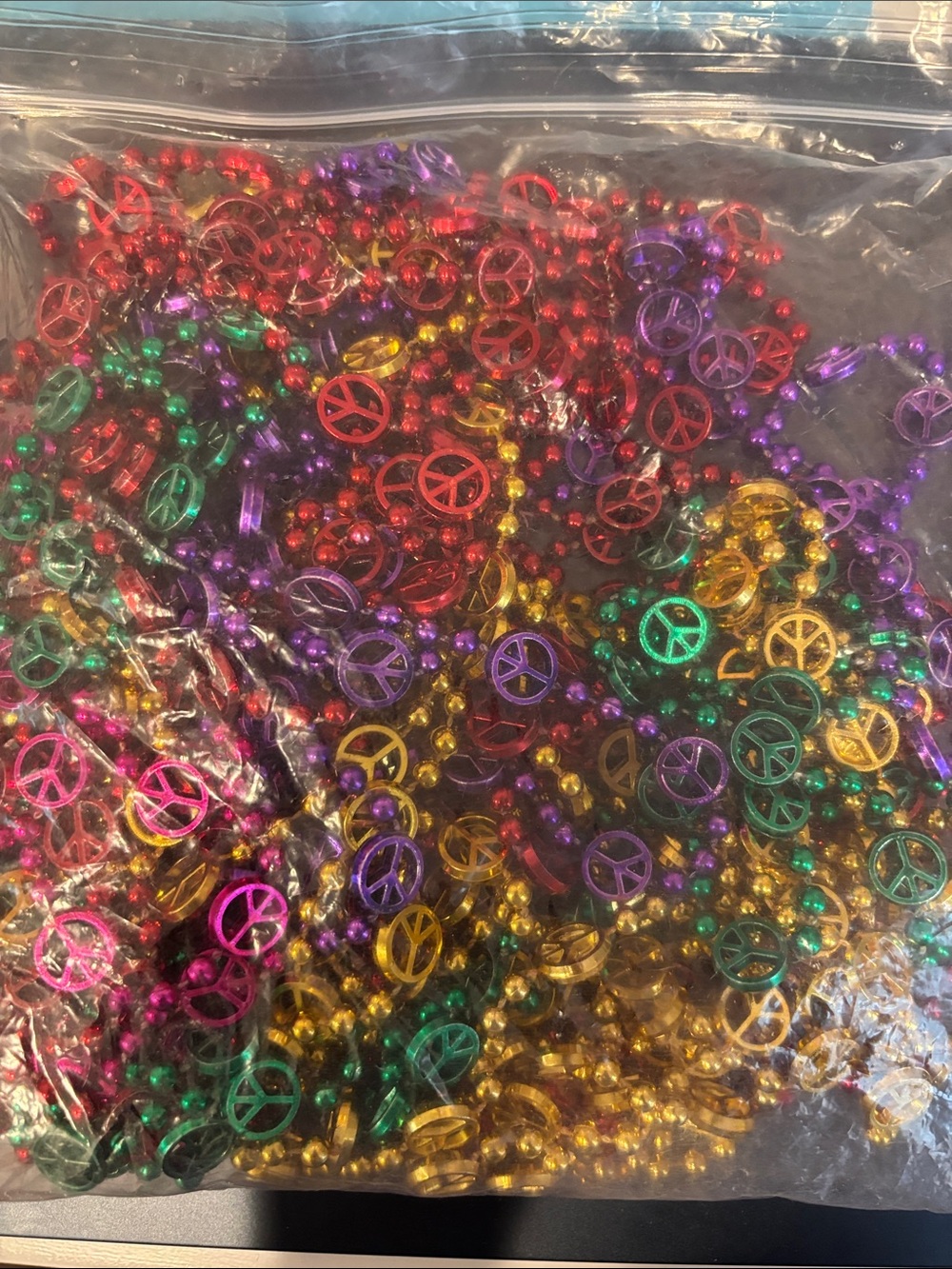 Metallic Peace Sign Bead Necklaces - Multicolor (quantity unknown)